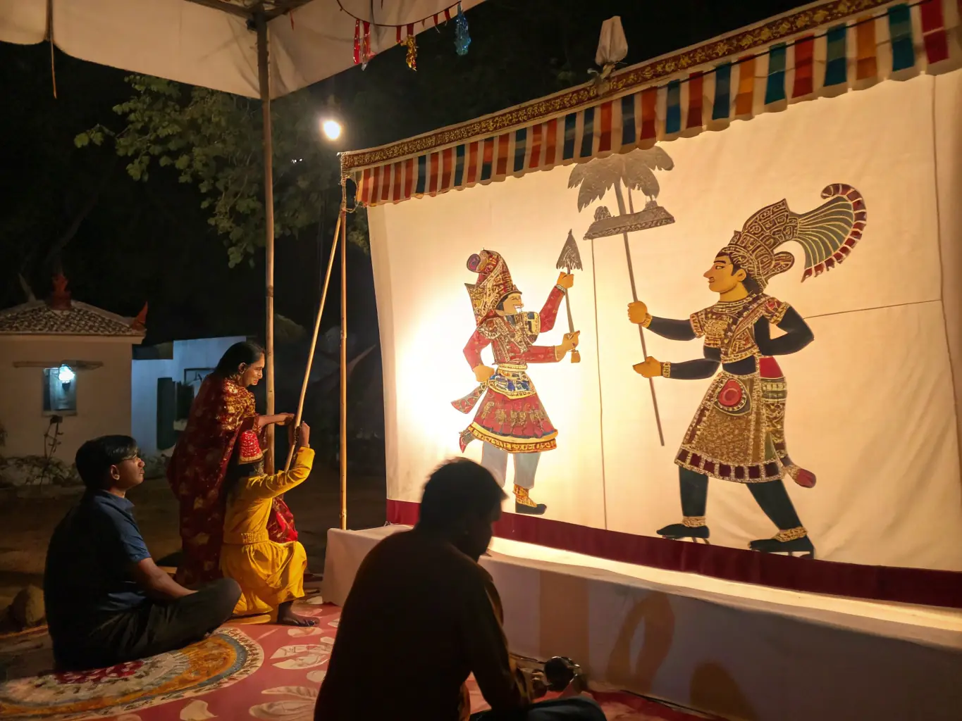 A close-up shot of a beautifully crafted puppet show, with intricate puppets and expressive puppeteers. The scene is whimsical and enchanting, capturing the artistry and skill involved in the performance.