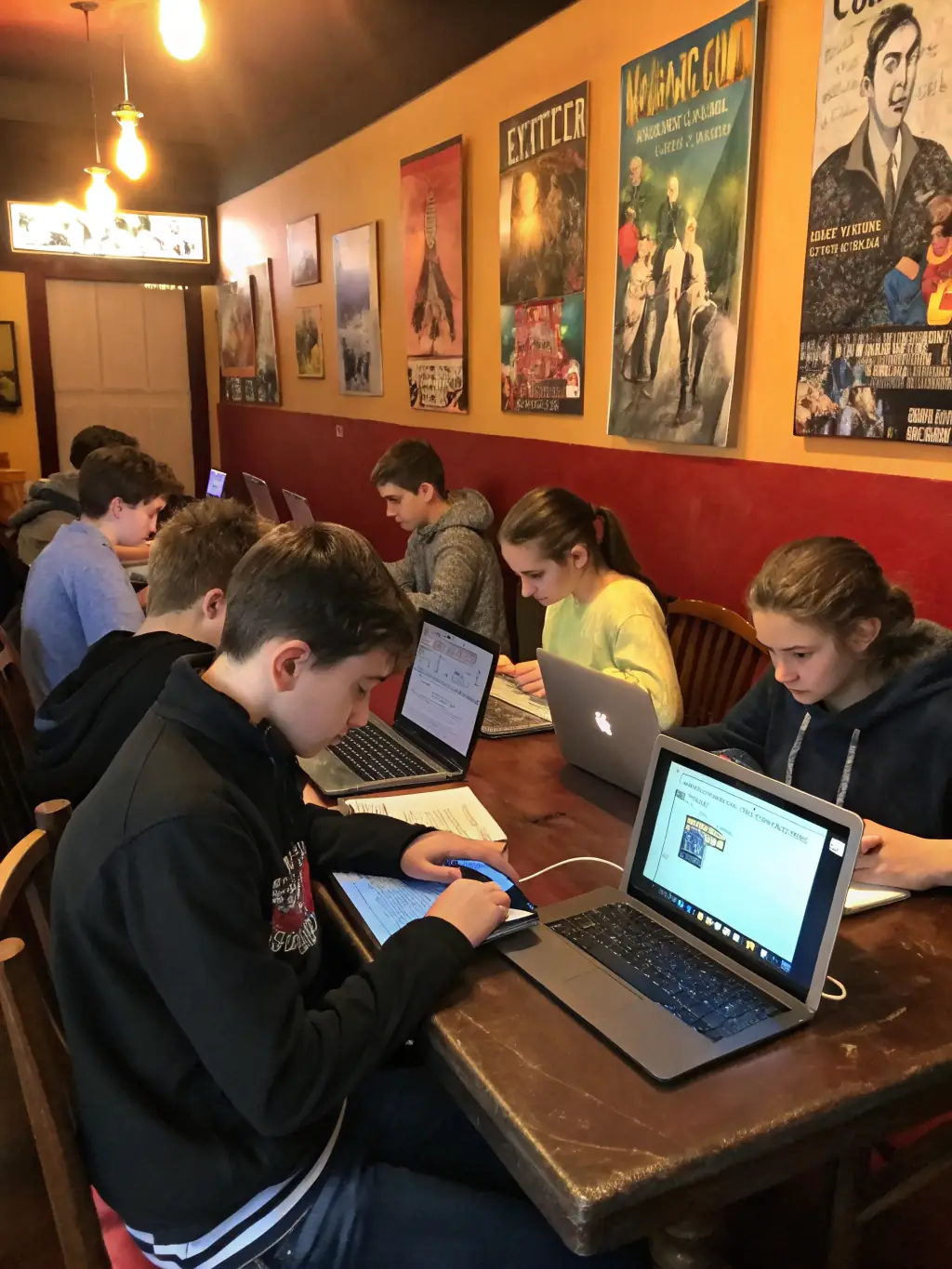 A group of teenagers participating in a creative writing workshop, brainstorming ideas and sharing their stories, emphasizing the importance of literacy and self-expression.